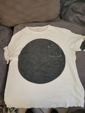 Rag & Bone White Pocket Tee with Large Black Circle Graphic